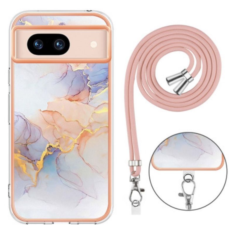 Kryt Google Pixel 8a Oranžový A Růžový Mramor