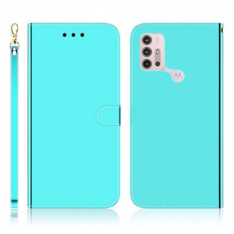 Kryt Moto G30 / Moto G10 Kryt Zrcátka Z Umělé Kůže