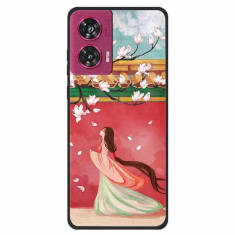 Kryt Motorola Edge 50 Fusion Žena Z Broskvových Květů