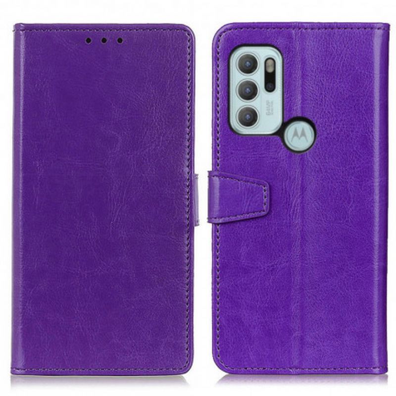 Kryt Motorola G60s S Jednoduchým Lesklým Koženým Efektem