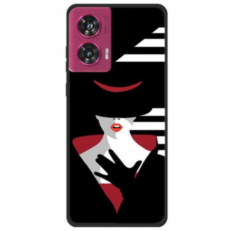Kryt Na Motorola Edge 50 Fusion Dáma V Černém Klobouku