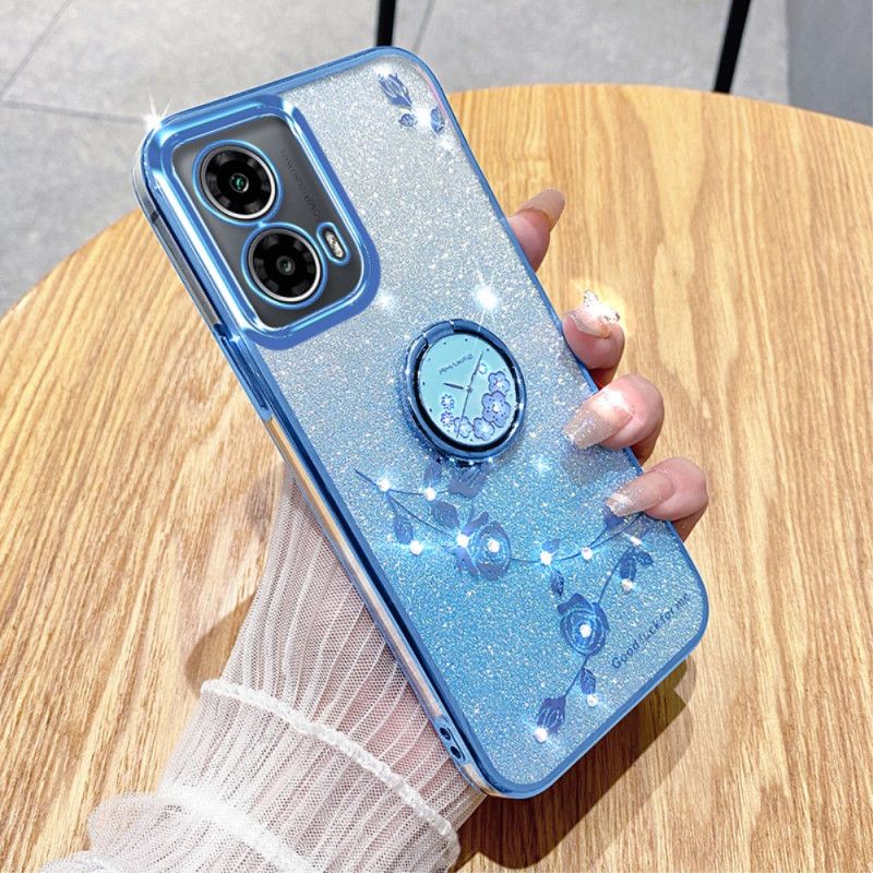 Kryt Na Motorola Edge 50 Fusion Držák Na Květiny A Kamínkový Prsten