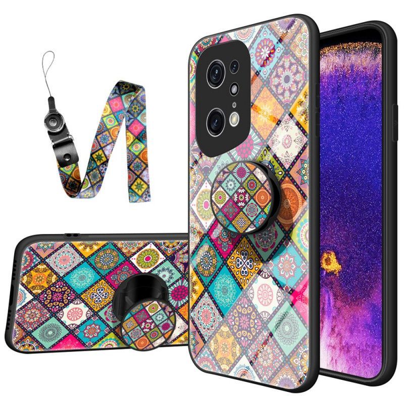 Kryt Na Oppo Find X5 Pro Patchworkový Magnetický Držák