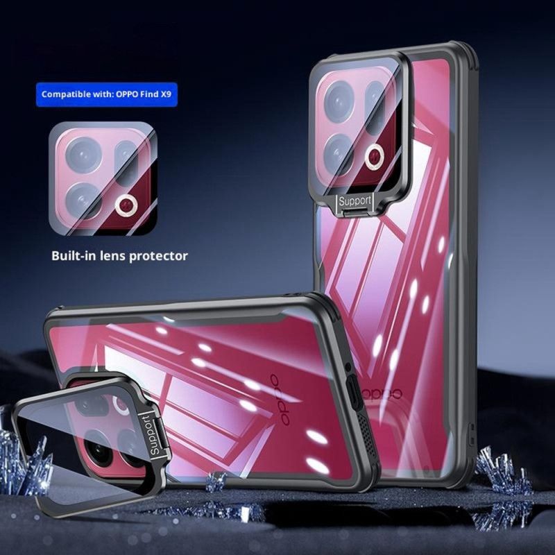 Kryt Na Oppo Find X9 5g Průhledné S Vestavěným Stojánkem A Ochranou Fotoaparátu
