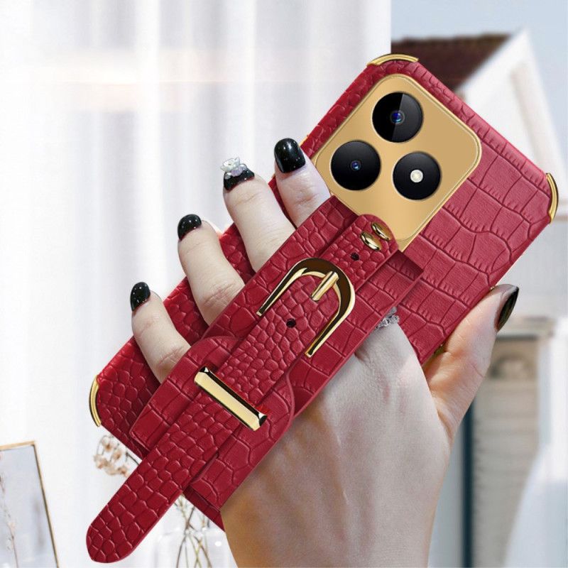 Kryt Na Realme C53 Náramek S Texturou Krokodýla Podpora