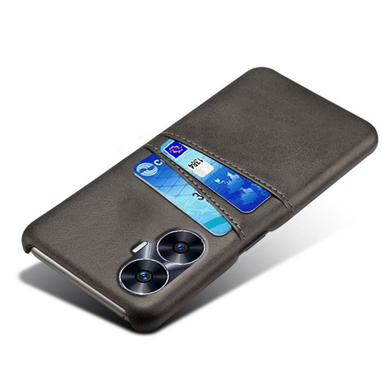 Kryt Realme C55 Kryty Na Mobil Dvojité Pouzdro Na Karty S Koženým Efektem