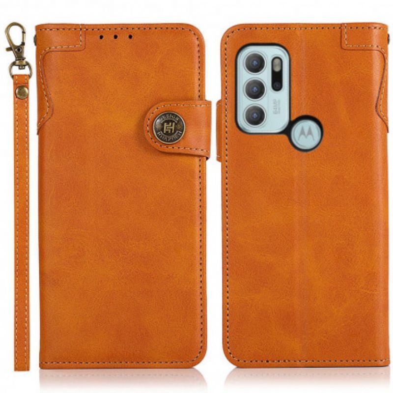 Kryt Tlačítka Motorola G60s Imitace Kůže Khazneh