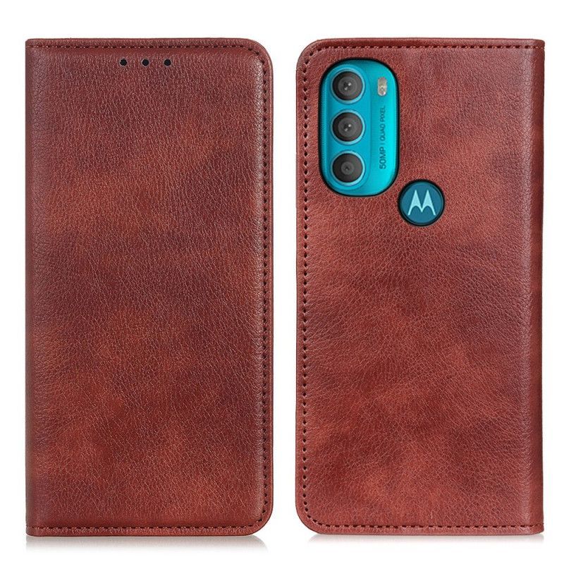 Kryty Na Mobil Na Moto G71 5G Flipové Pouzdro Texturovaná Dělená Kůže