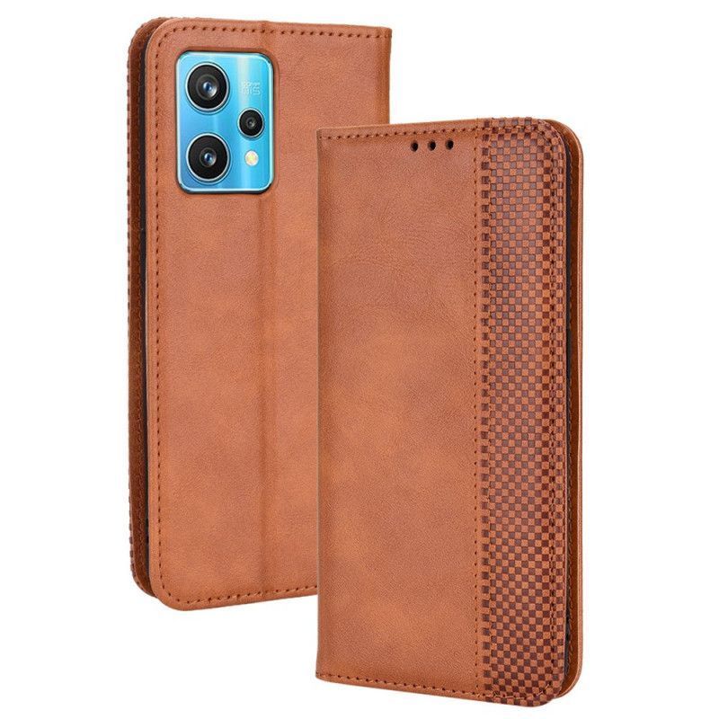 Kryty Na Mobil Na Realme 9 5G Flipové Pouzdro Stylizovaný Vintage Kožený Efekt