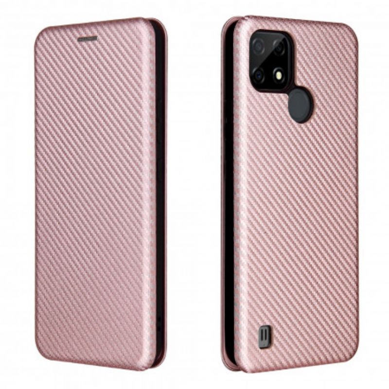 Kryty Na Mobil Na Realme C21 Flipové Pouzdro Uhlíkové Vlákno