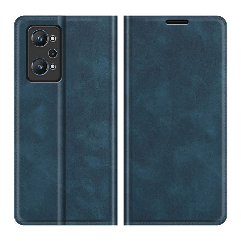 Kryty Na Mobil Na Realme GT Neo 3T / Neo 2 Flipové Pouzdro Efekt Hedvábně Měkké Kůže