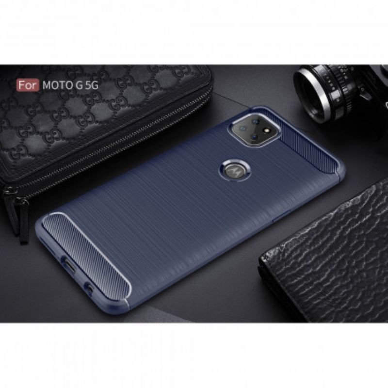 Moto G 5g Pouzdro Z Kartáčovaného Uhlíkového Vlákna