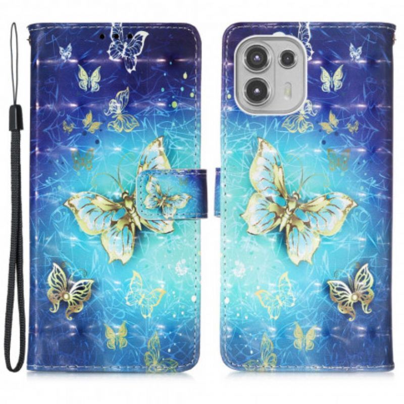 Motolola Edge 20 Lite Cover 1001 Zlatých Motýlků S Páskem