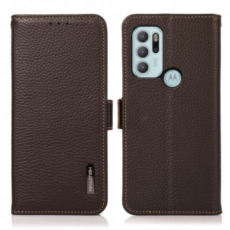 Motorola G60s Litchi Khazneh Rfid Kožený Kryt
