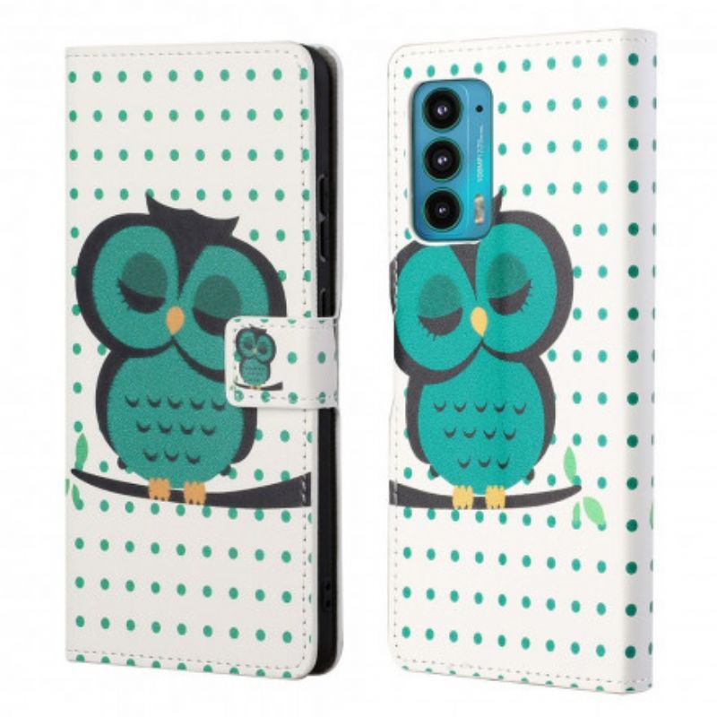 Peněženková Pouzdra Motorola Edge 20 Spící Sova