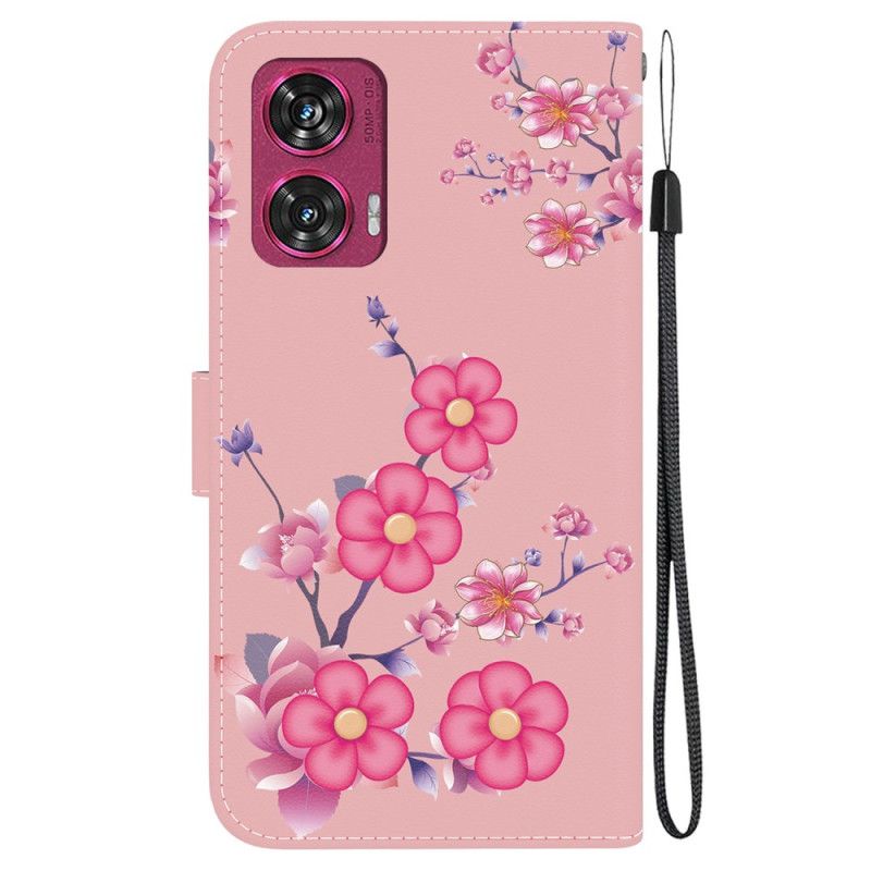 Peněženková Pouzdra Motorola Edge 50 Fusion Kryty Na Mobil Vzor Sakura S Páskem