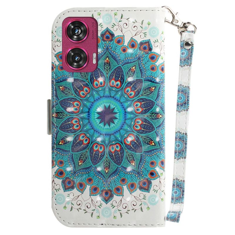 Peněženková Pouzdra Motorola Edge 50 Fusion Kryty Na Mobil Zelená Mandala S Popruhem
