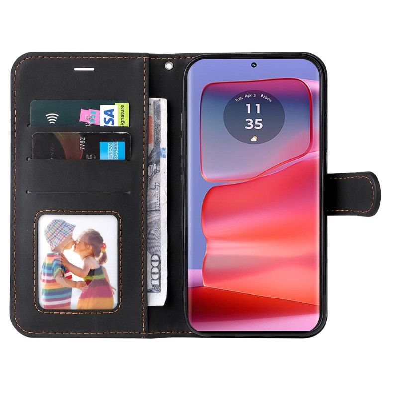 Peněženková Pouzdra Motorola Edge 50 Pro Kryty Na Mobil Trikolóra S Řemínkem