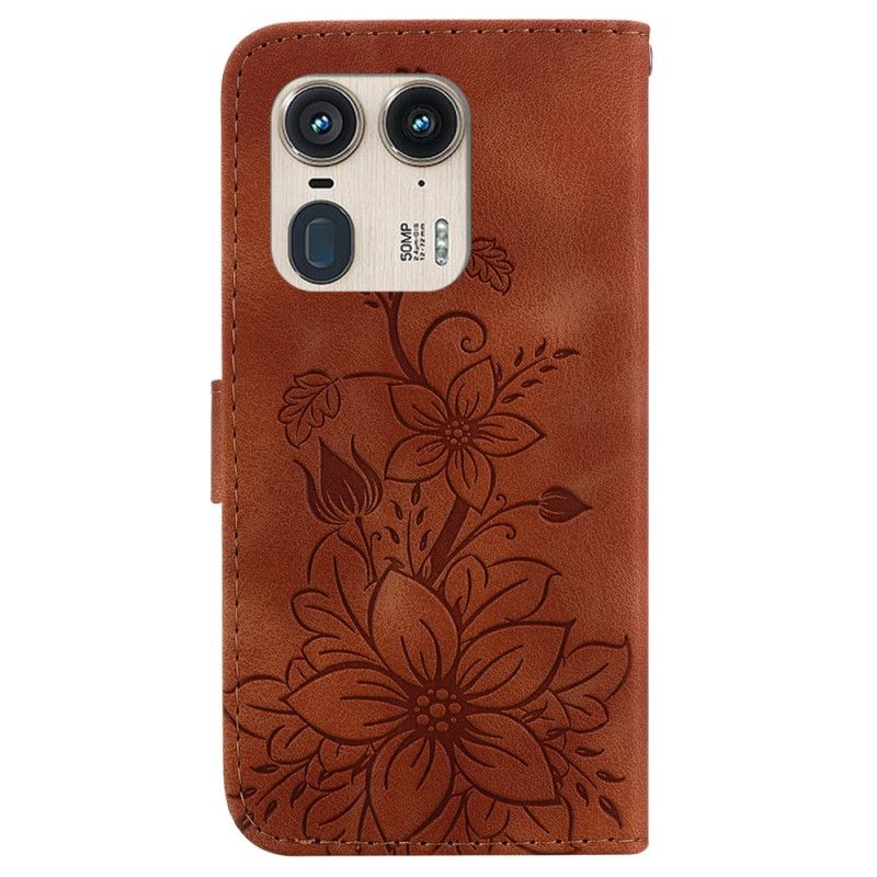 Peněženková Pouzdra Motorola Edge 50 Ultra Kryty Na Mobil Květinový Řemínek