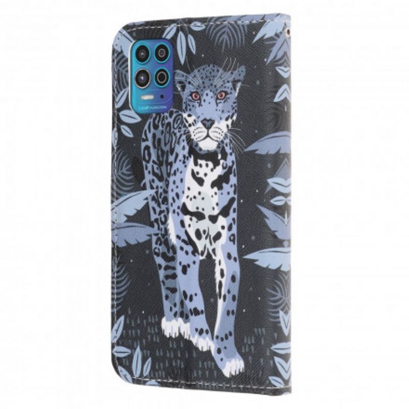 Peněženková Pouzdra Na Moto G100 Leopardí Řemínek
