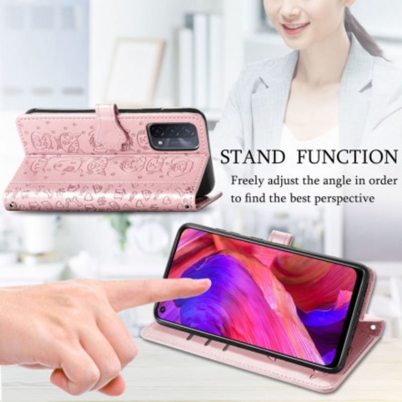 Peněženková Pouzdra Na Oppo A54 5g / A74 5g Animovaná Zvířata