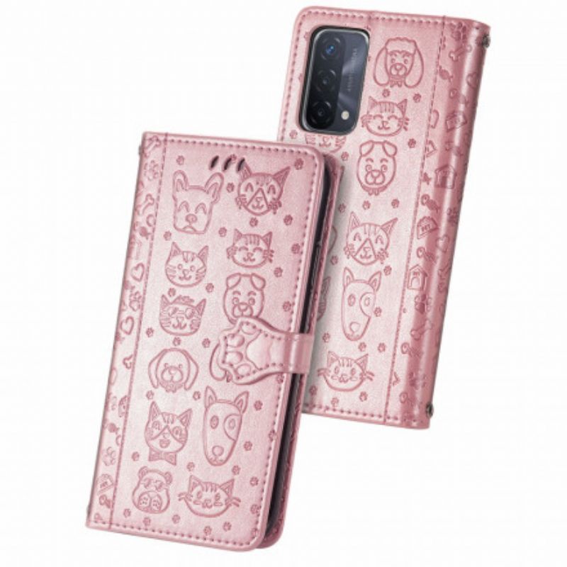 Peněženková Pouzdra Na Oppo A54 5g / A74 5g Animovaná Zvířata