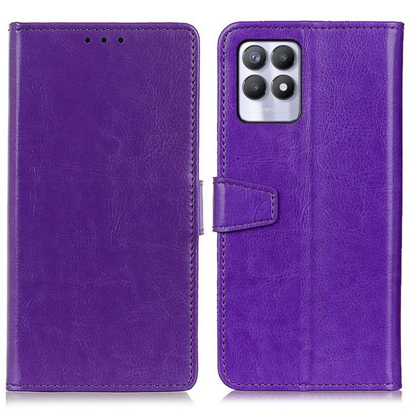 Peněženková Pouzdra Na Realme 8i Jednoduchý Lesklý Kožený Efekt