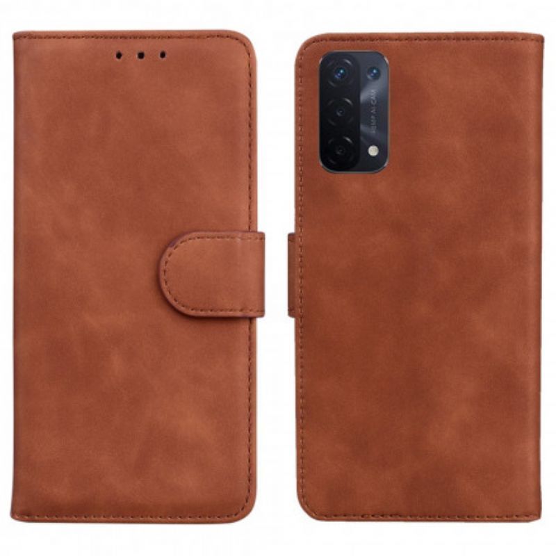 Peněženková Pouzdra Oppo A54 5g / A74 5g Monochromatický Kožený Efekt