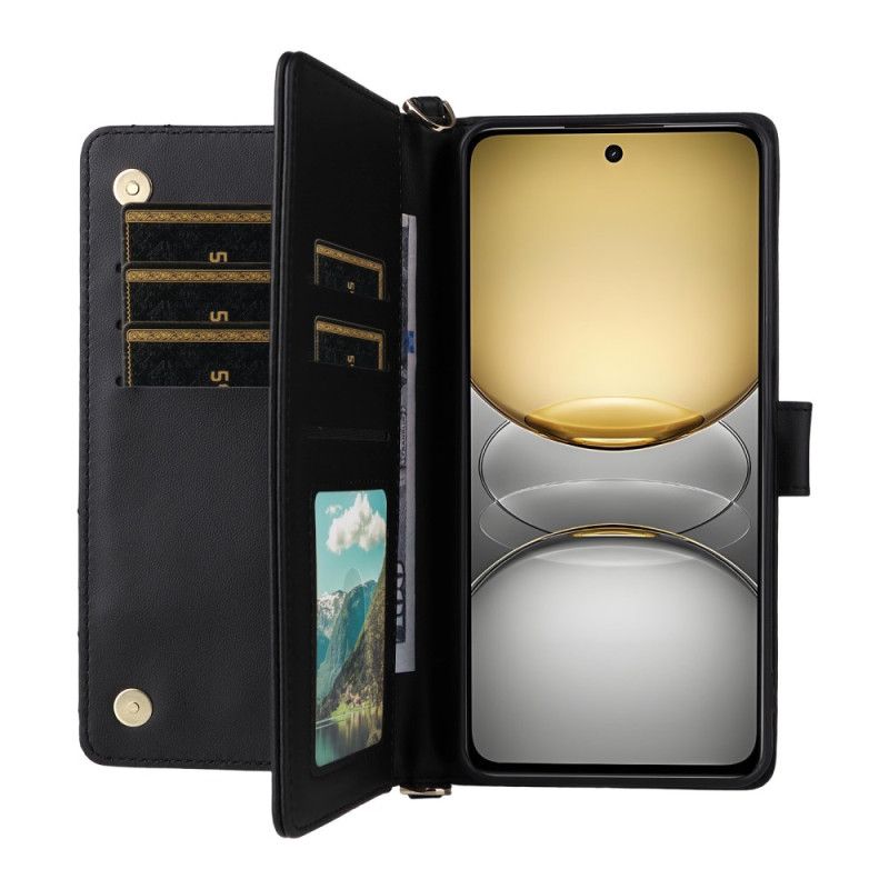 Peněženková Pouzdra Realme C75 Prémiový Design S Popruhem A Ramenním Popruhem