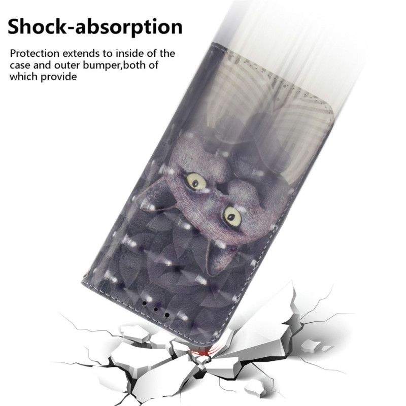 Peněženková Pouzdra Realme C75 Šňůrka Na Krk S Šedou Kočkou