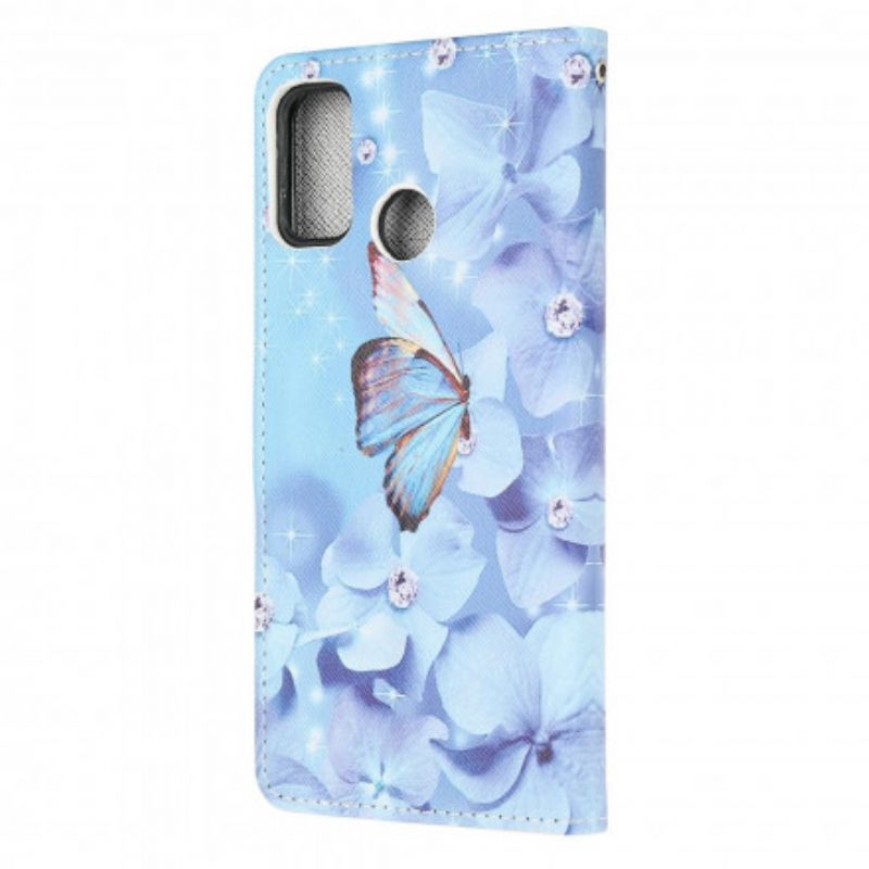 Potah Moto G30 / Moto G10 Diamantové Motýlky S Páskem