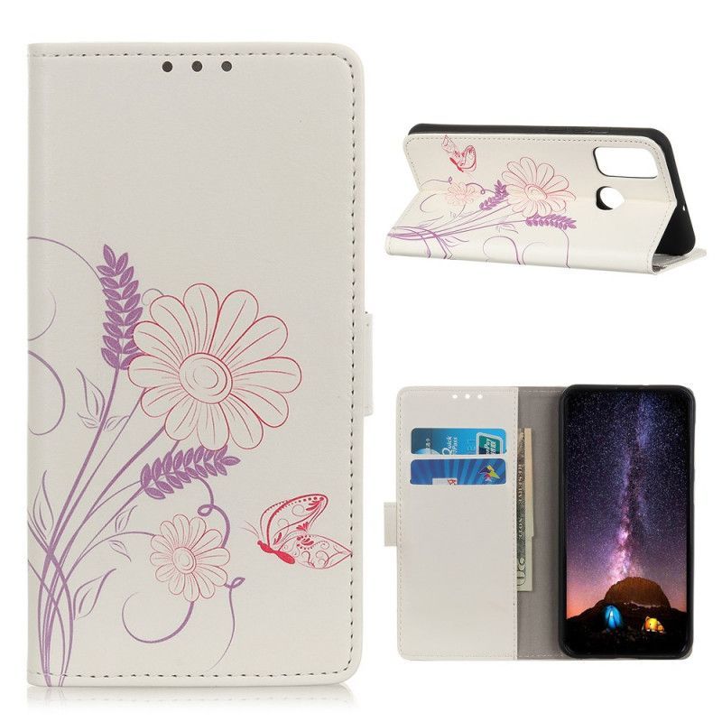 Pouzdro Pro Oppo A53 / A53s S Motýlkem A Květinovým Designem