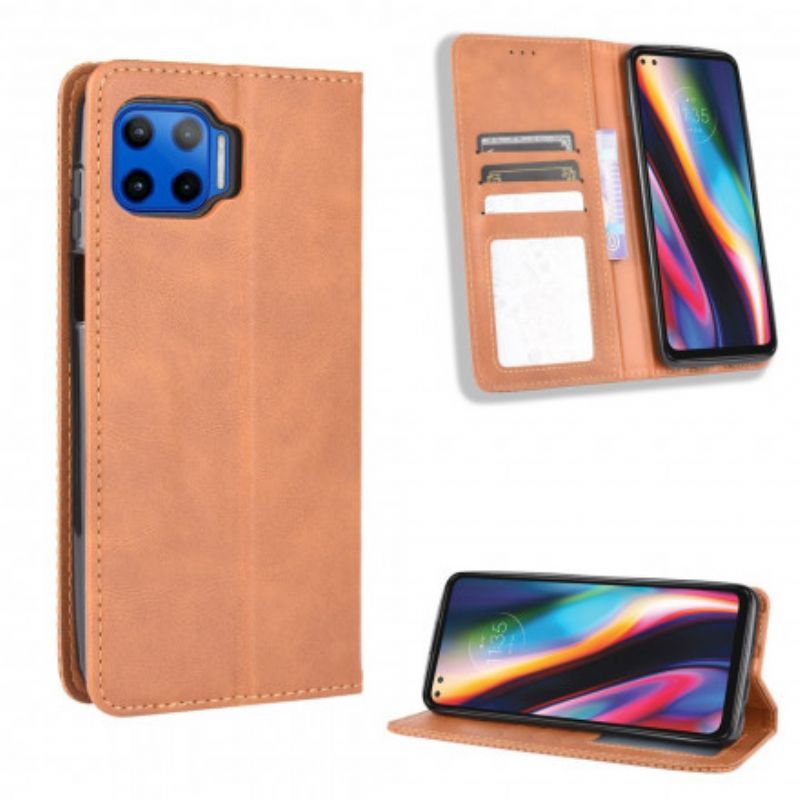 Překlápěcí Kryt Moto G 5g Plus Stylizovaný Vintage Kožený Efekt