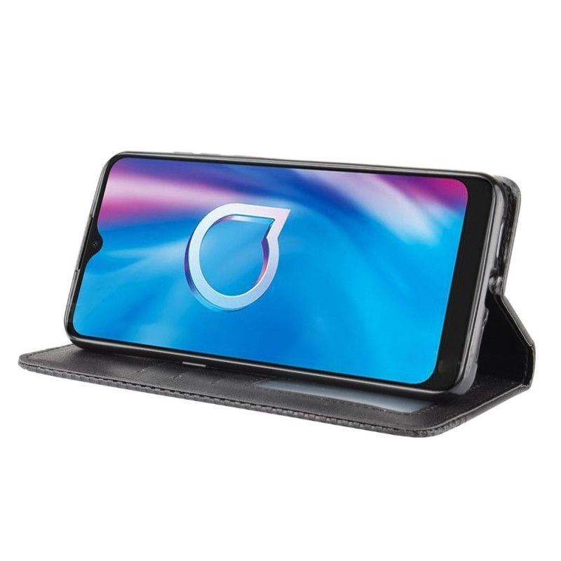 Výklopný Kryt Alcatel 1s (2020) / 3l (2020) Stylizovaný Vintage Kožený Efekt