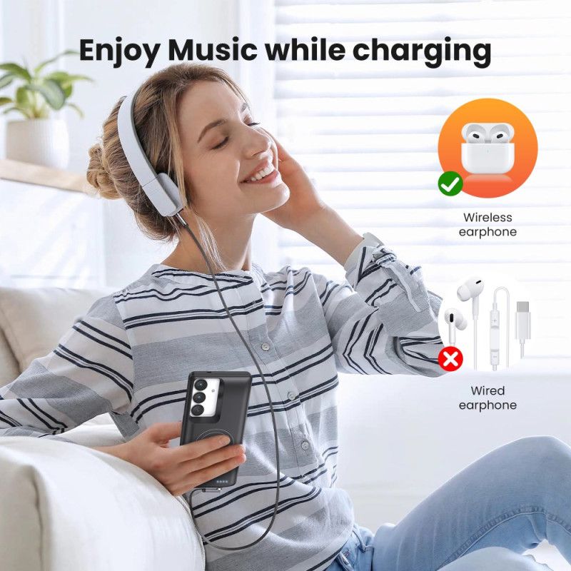 Externí Pouzdro S Baterií 10 000 Mah Pro Samsung Galaxy S25 / S24 S Magnetickým Uchycením