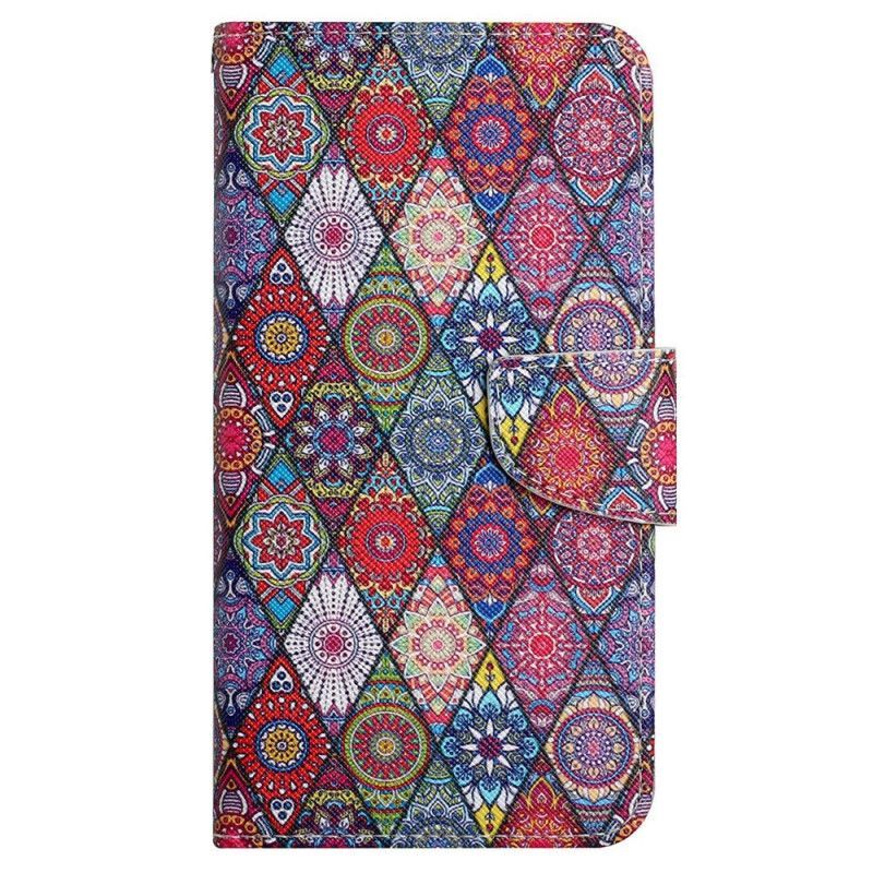 Flipové Pouzdro Na Samsung Galaxy A13 Patchwork S Lanyardem