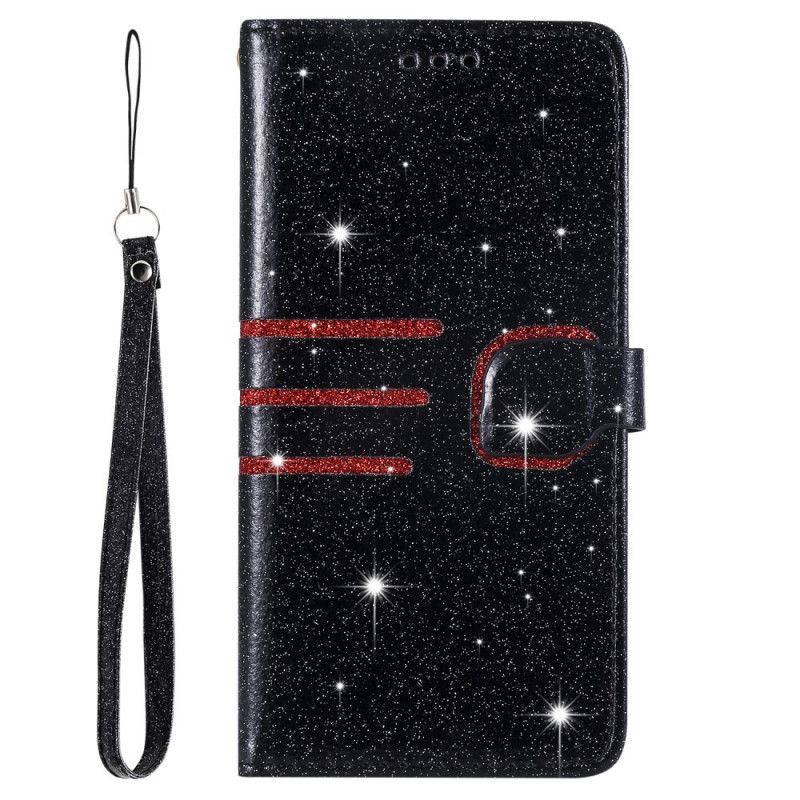 Flipové Pouzdro Na Samsung Galaxy A30 Design Pásku S Flitry