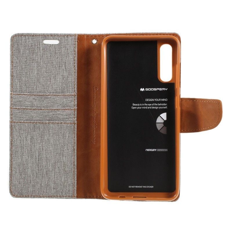 Flipové Pouzdro Na Samsung Galaxy A50 Dvoubarevná Rtuťová Tkanina