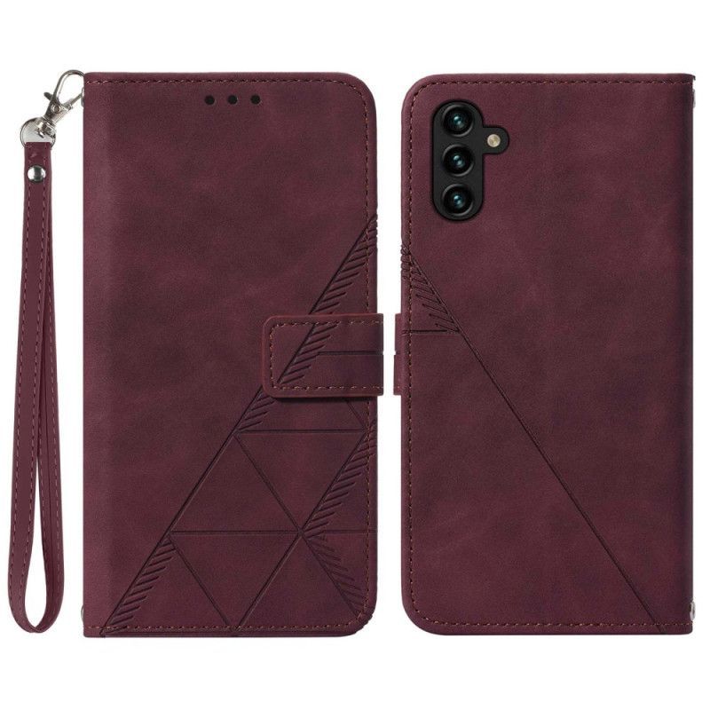Flipové Pouzdro Na Samsung Galaxy A54 5G Na Lana Trojúhelníky Popruhů