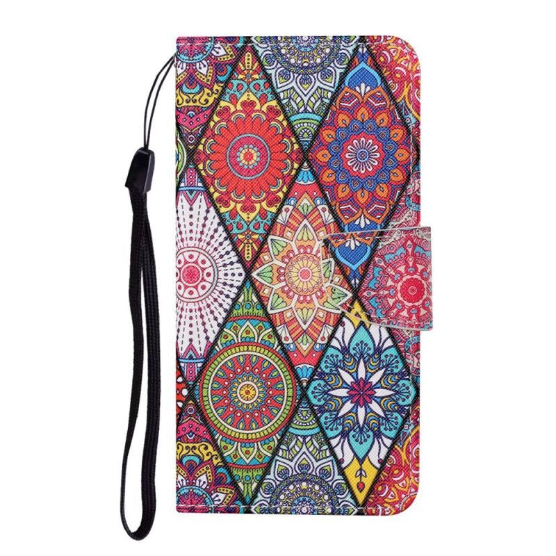 Flipové Pouzdro Na Samsung Galaxy A54 5G Patchwork S Lanyardem
