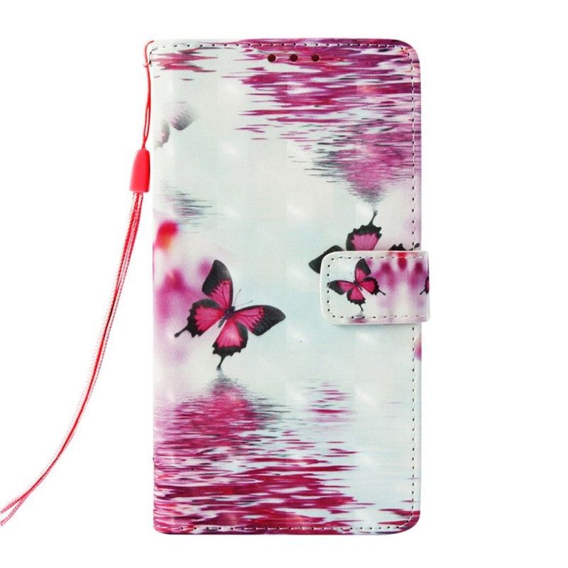 Flipové Pouzdro Na Samsung Galaxy S10 Plus Červení Motýli