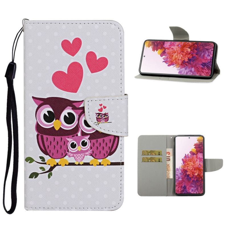 Flipové Pouzdro Na Samsung Galaxy S20 Fe Soví Rodina Se Šňůrkou