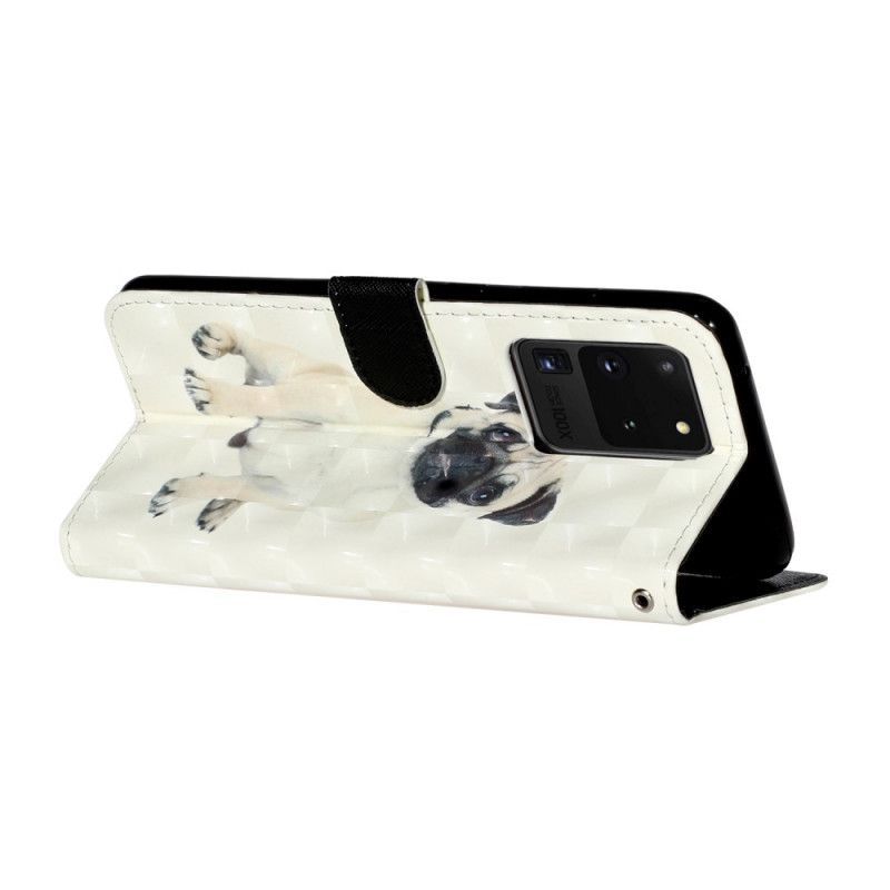 Flipové Pouzdro Na Samsung Galaxy S20 Ultra Světelné Body Pro Psy S Popruhem