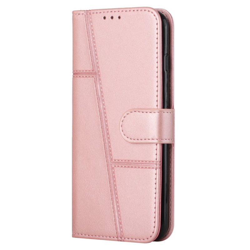 Flipové Pouzdro Na Samsung Galaxy S22 5G Na Lana Strappy Geo Kožený Efekt