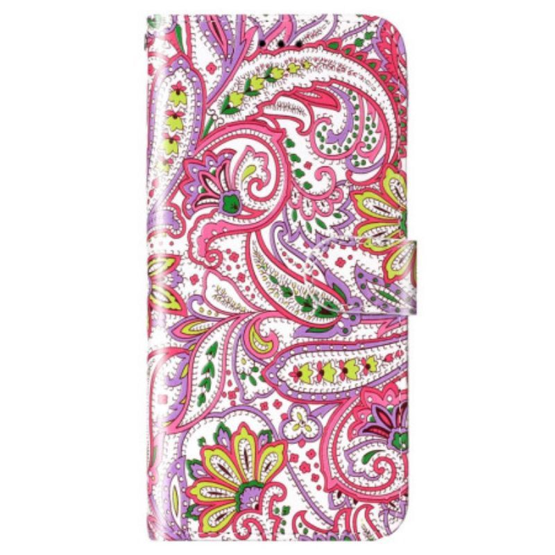 Flipové Pouzdro Na Samsung Galaxy S23 5G Na Lana Strappy Kašmírový Styl