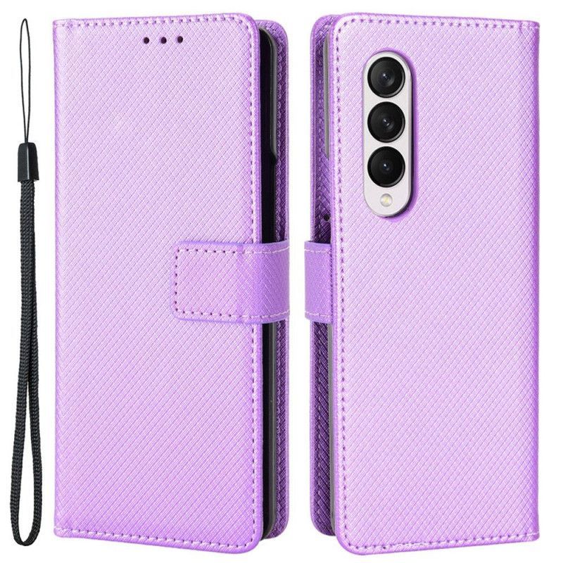Flipové Pouzdro Na Samsung Galaxy Z Fold 4 Na Lana Diamantový Pásek