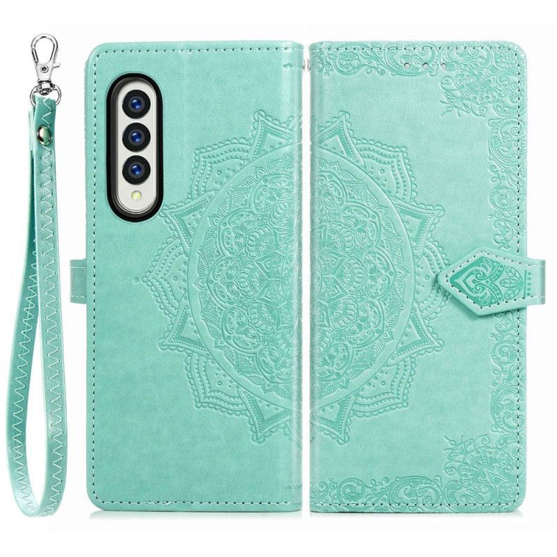 Flipové Pouzdro Na Samsung Galaxy Z Fold 4 Na Lana Středověká Strappy Mandala
