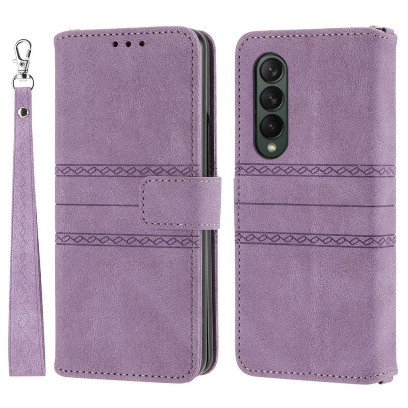 Flipové Pouzdro Na Samsung Galaxy Z Fold 4 Vzor Opasku Z Umělé Kůže
