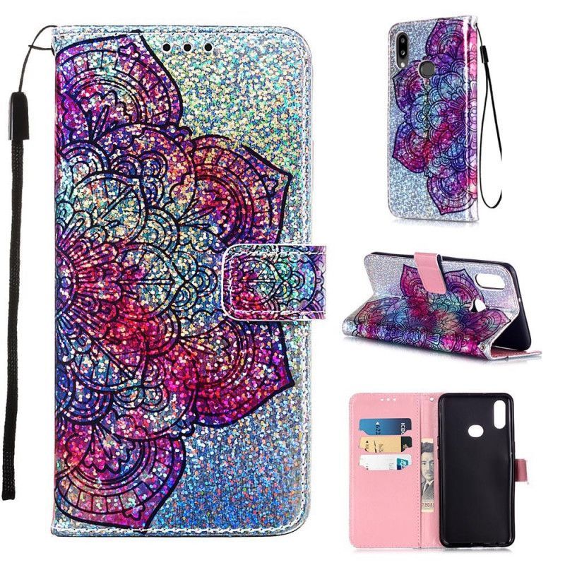 Flipové Pouzdro Samsung Galaxy A10s Mandala Na Třpytivém Pozadí