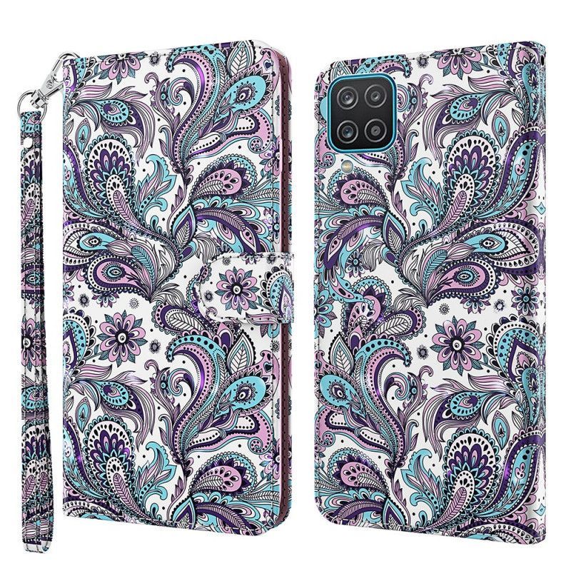 Flipové Pouzdro Samsung Galaxy A12 Vzorované Květiny
